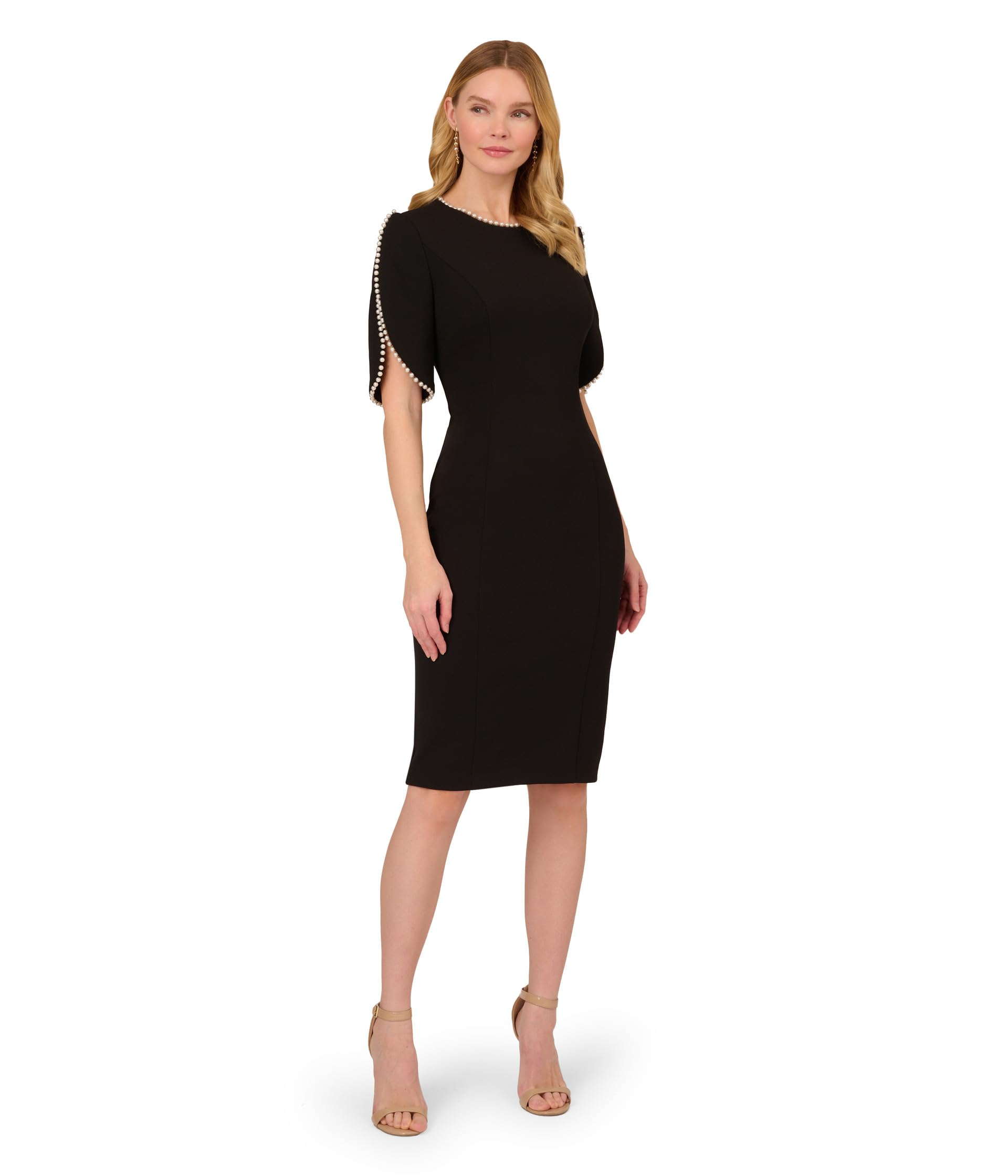 Knit Crepe Pearl Midi Dress