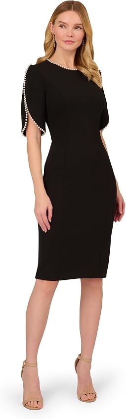 Knit Crepe Pearl Midi Dress