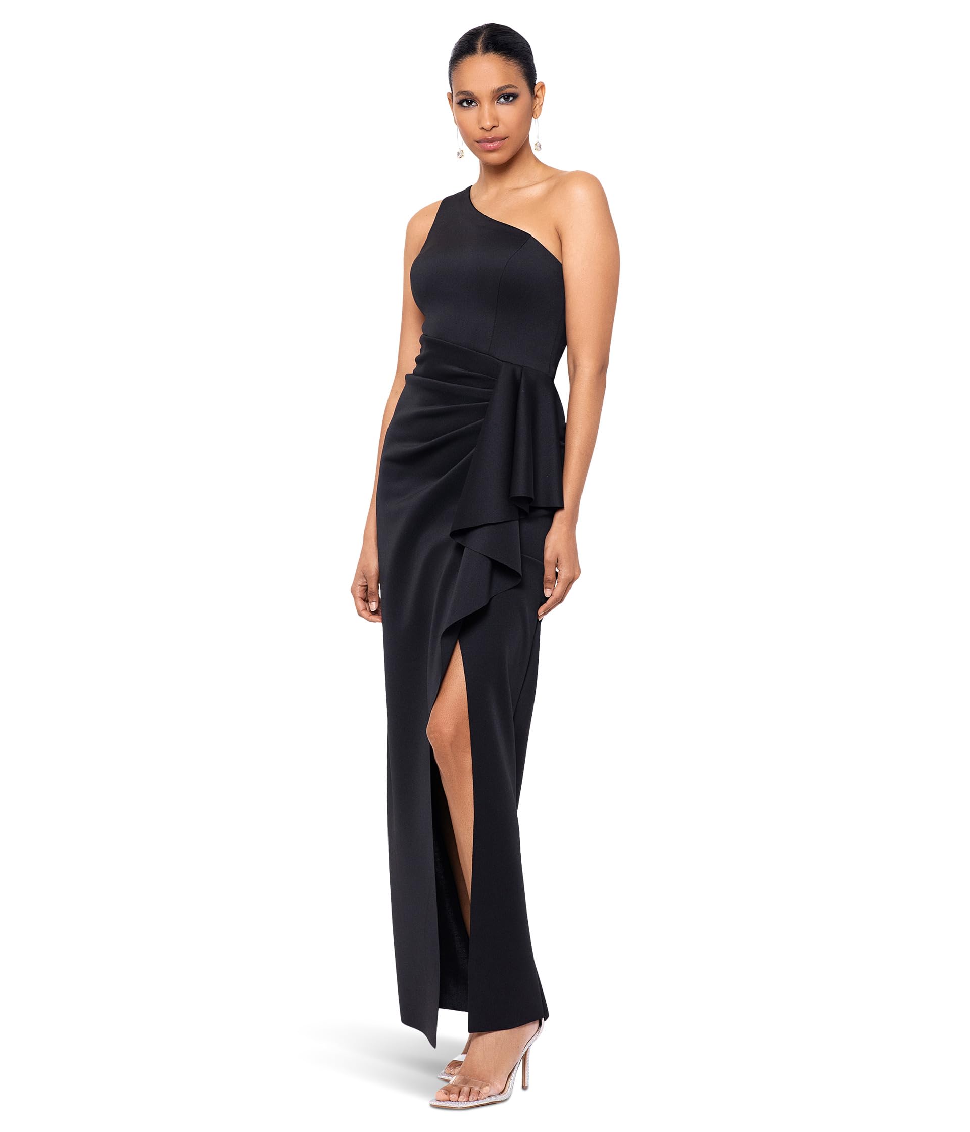 Платье Long Scuba One Shoulder Ruffle