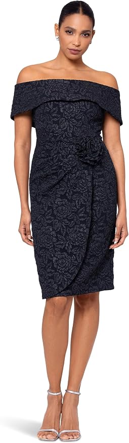 XSCAPE Женское платье Short Brocade Off The Shoulder Flower
