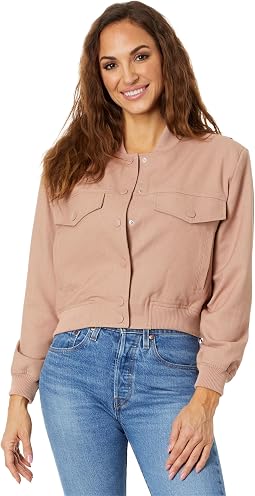 Woven Bomber Jacket with Pockets