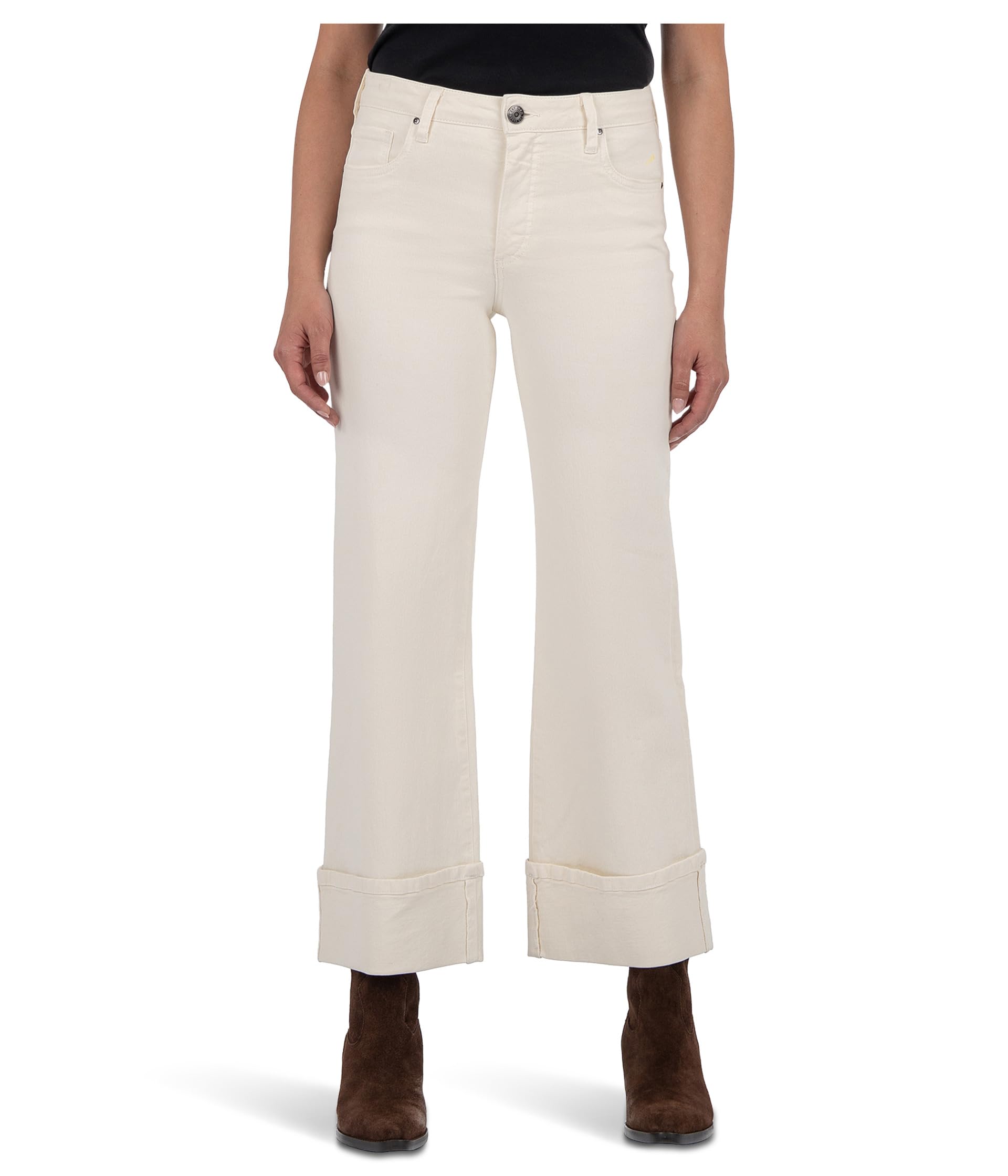 Женские джинсы KUT from the Kloth Meg High Rise Fab Ab Wide Legs Roll Up Regular Hem