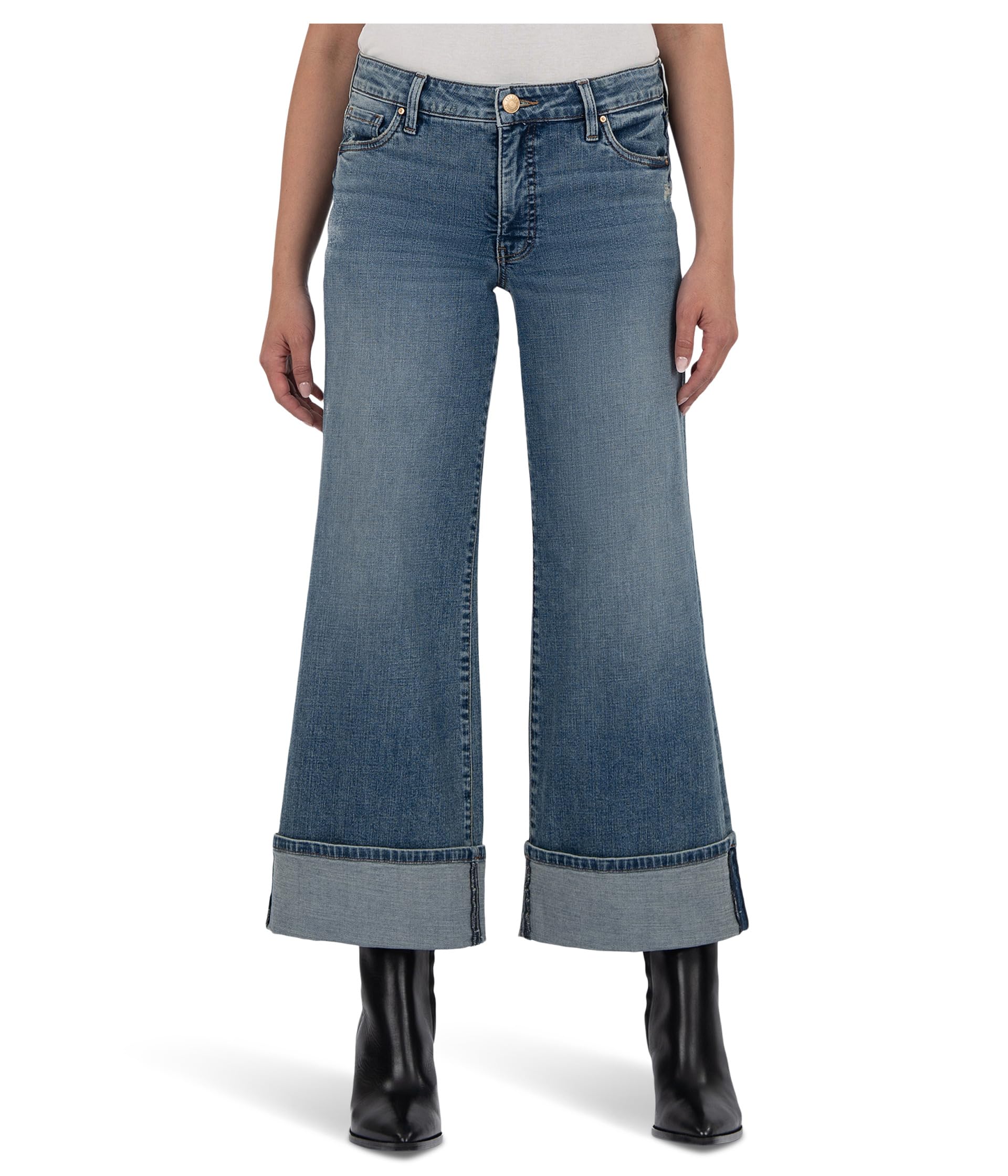 Meg High Rise Fab Ab Wide Legs Roll Up Regular Hem
