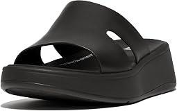 F-Mode Raw-Edge Leather Flatform H-Bar Slides