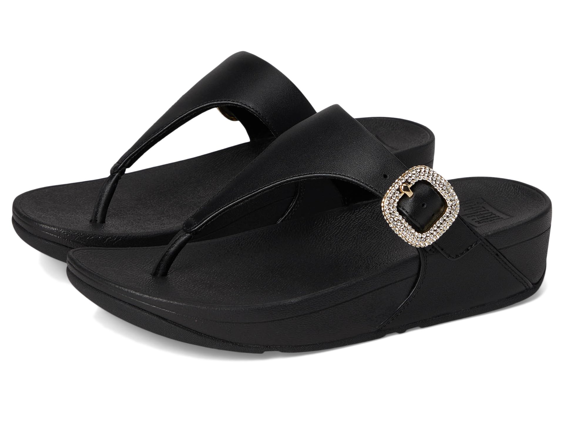Сандалии Lulu Crystal-Buckle Leather Toe-Post