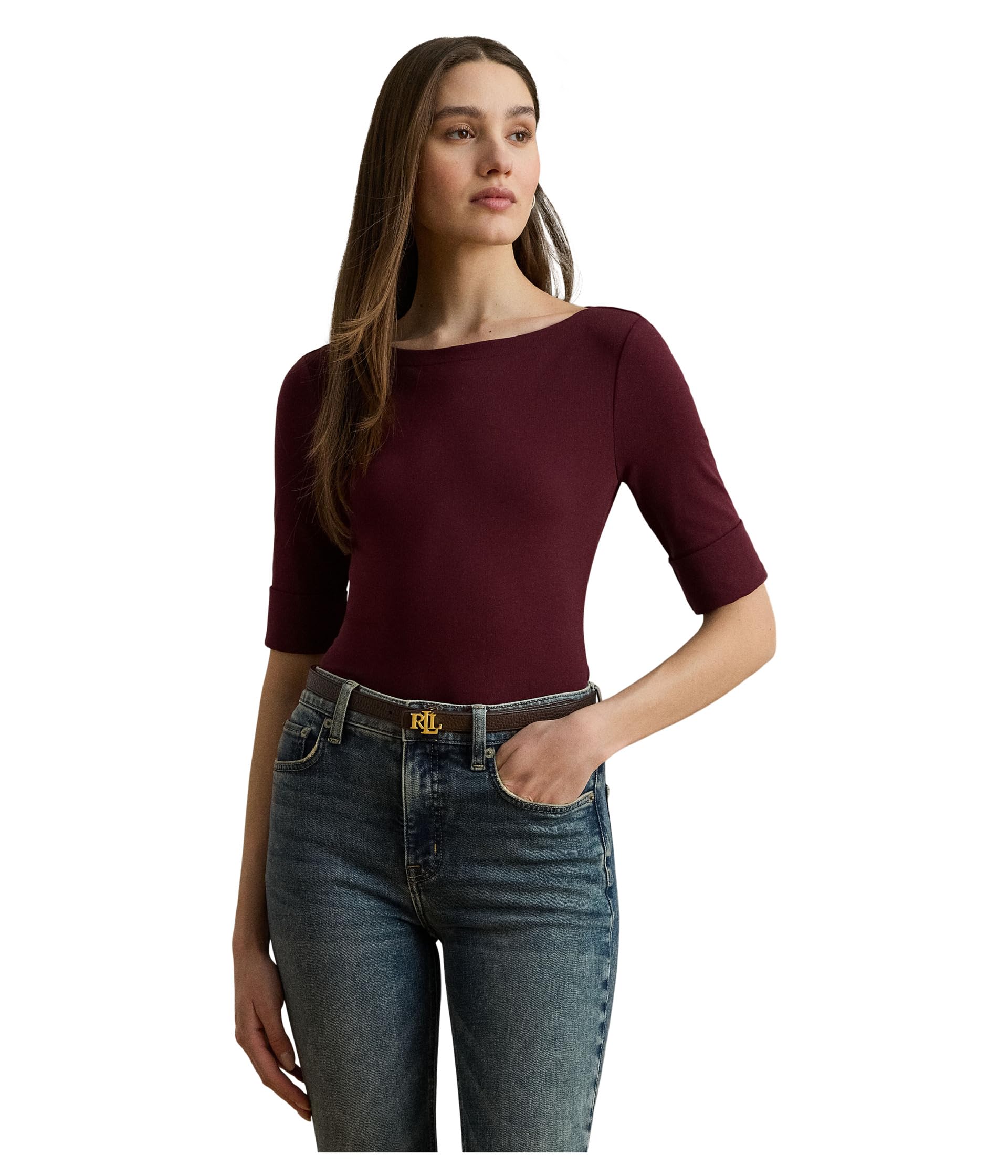 Stretch Cotton Boatneck Tee