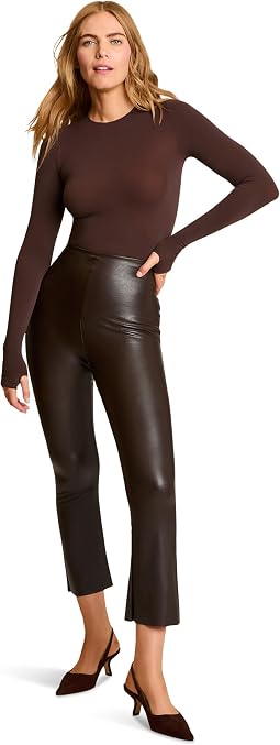 Женские брюки Faux Leather Cropped Flare