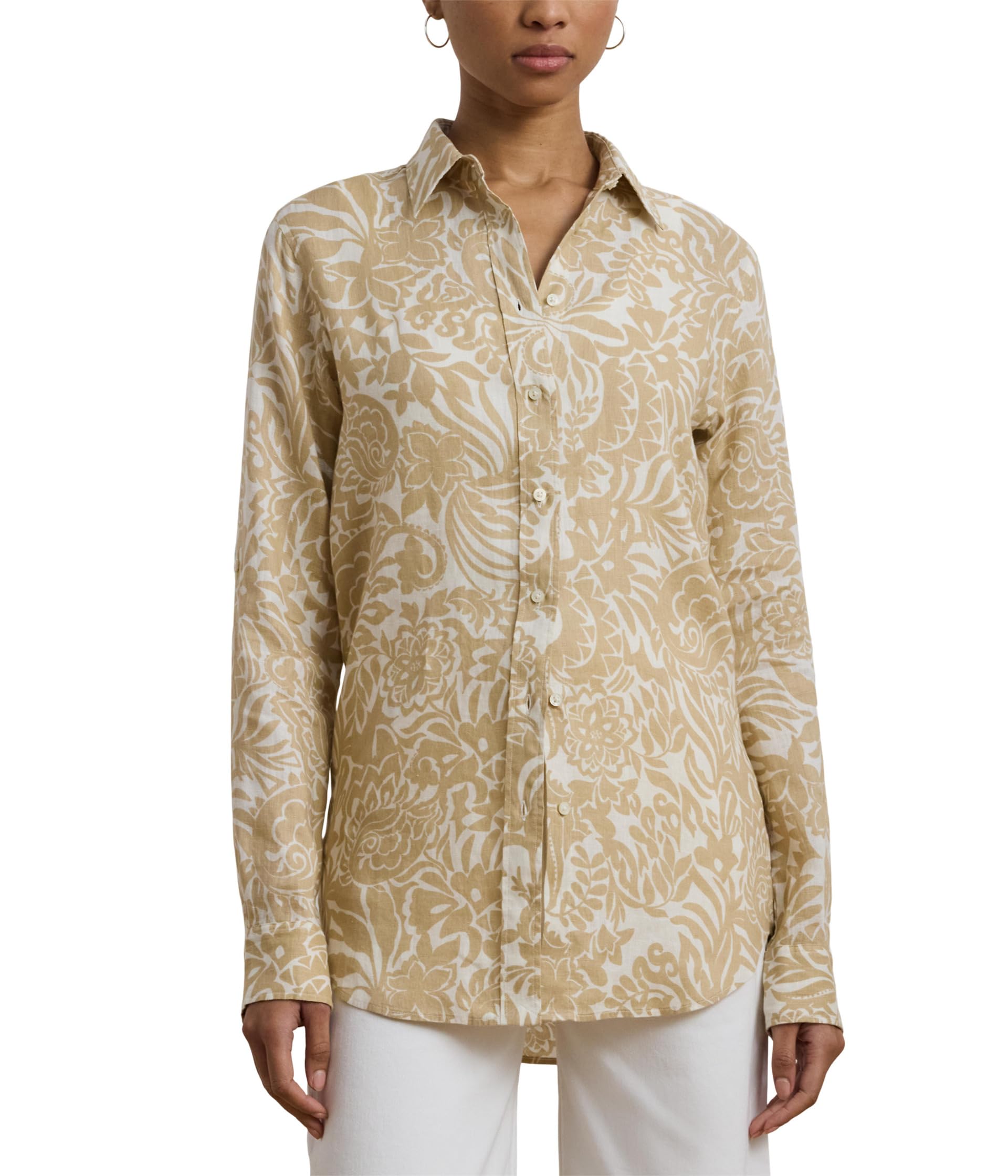 Relaxed Fit Floral Linen Shirt