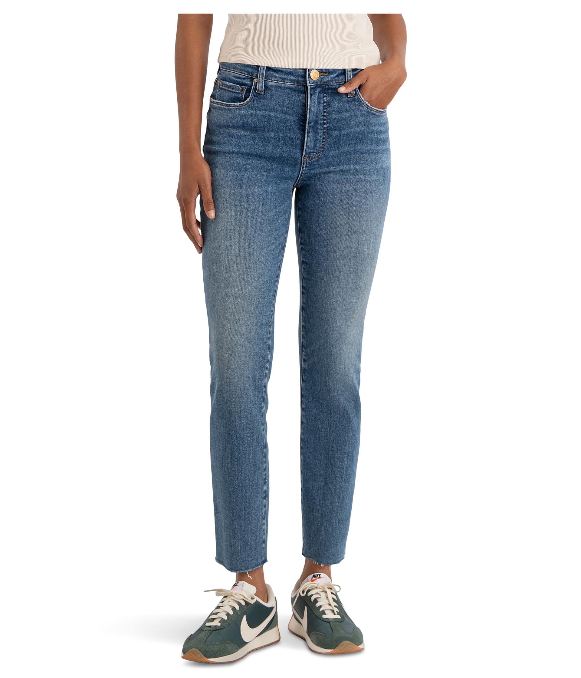 Reese High-Rise Fab Ab Ankle Straight Raw Hem