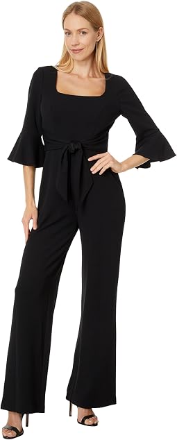 Knit Crepe Tie Front Jumpsuit