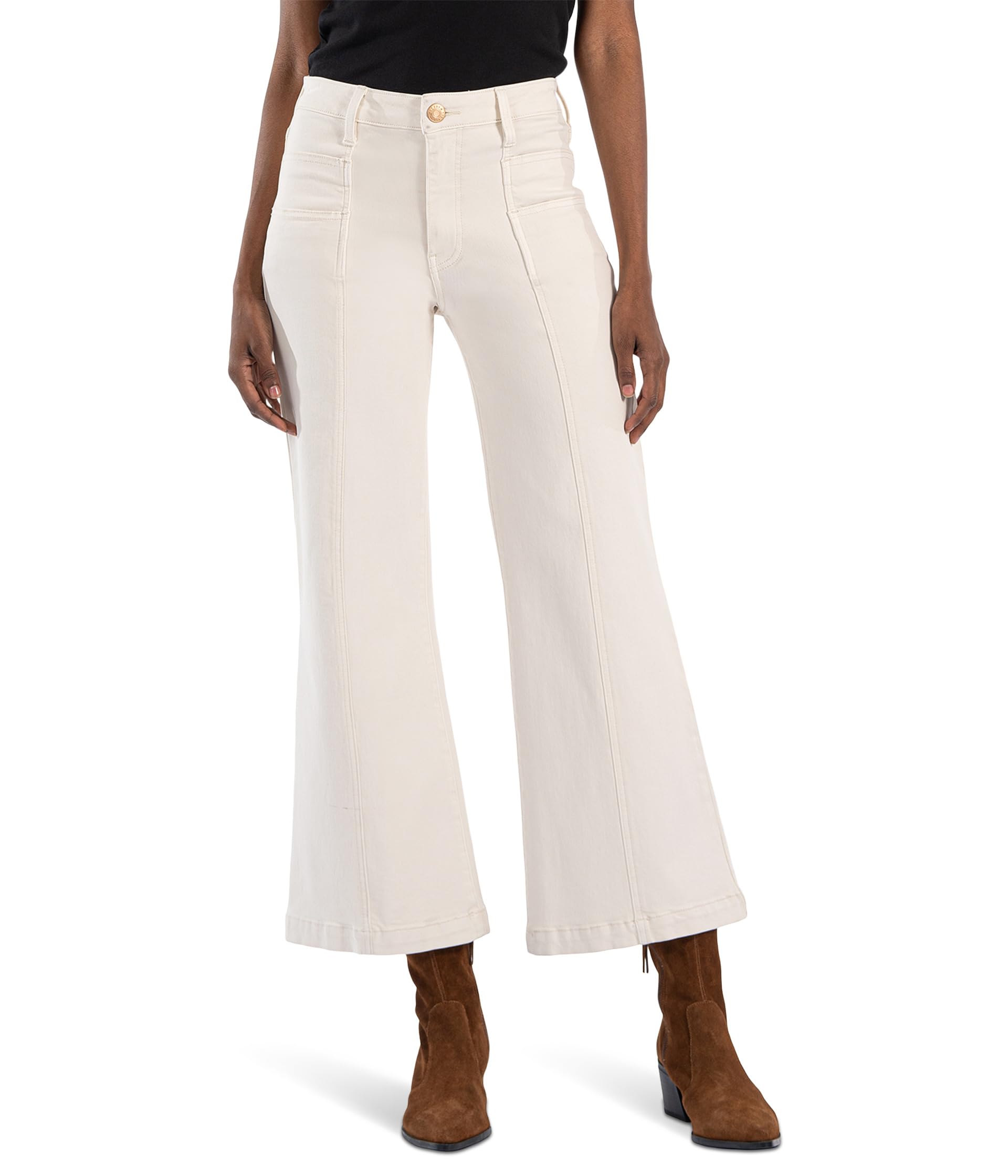 Meg High Rise Wide Leg Double Frt Pockets Wide Hem