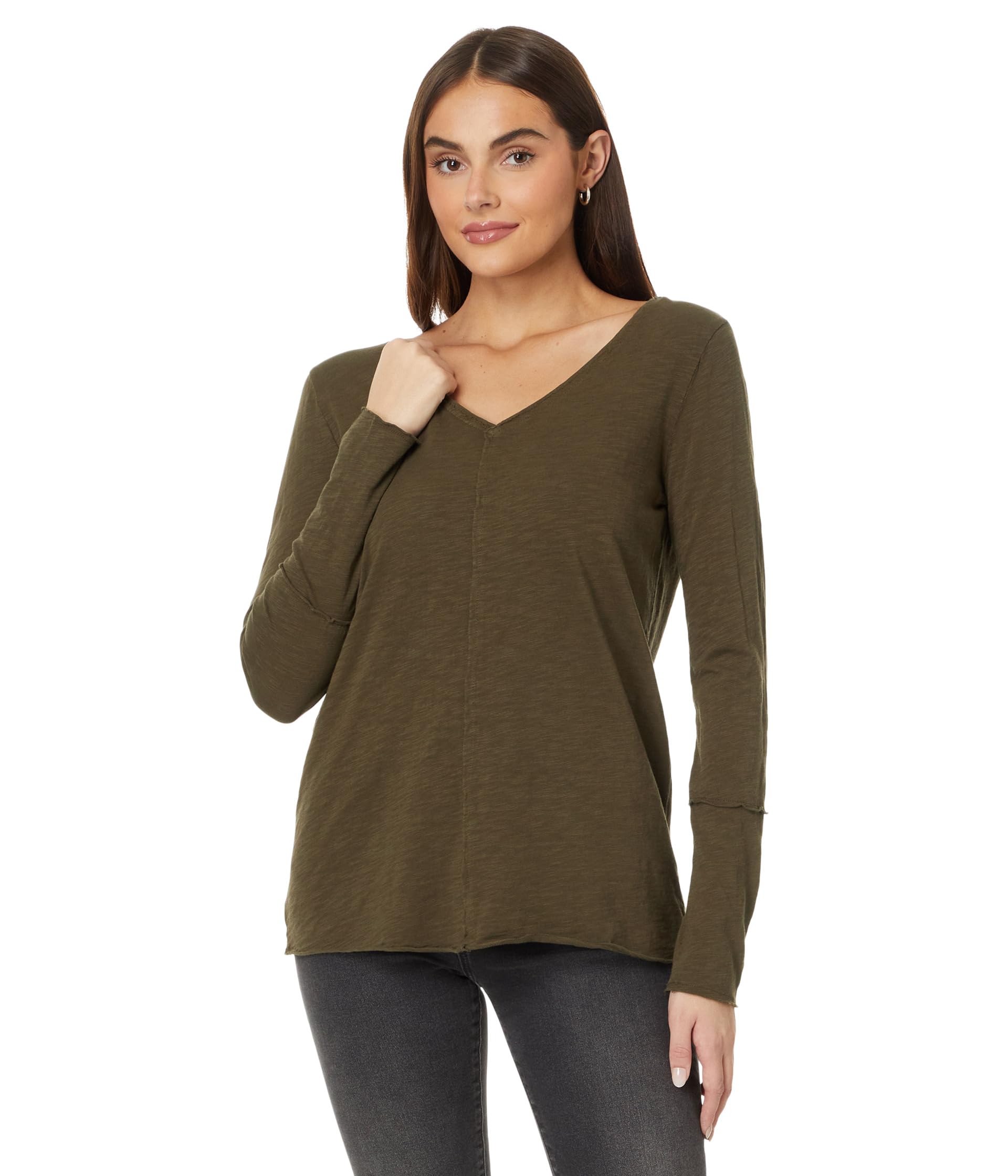 Long Sleeve Wide Neck V-Neck Tunic