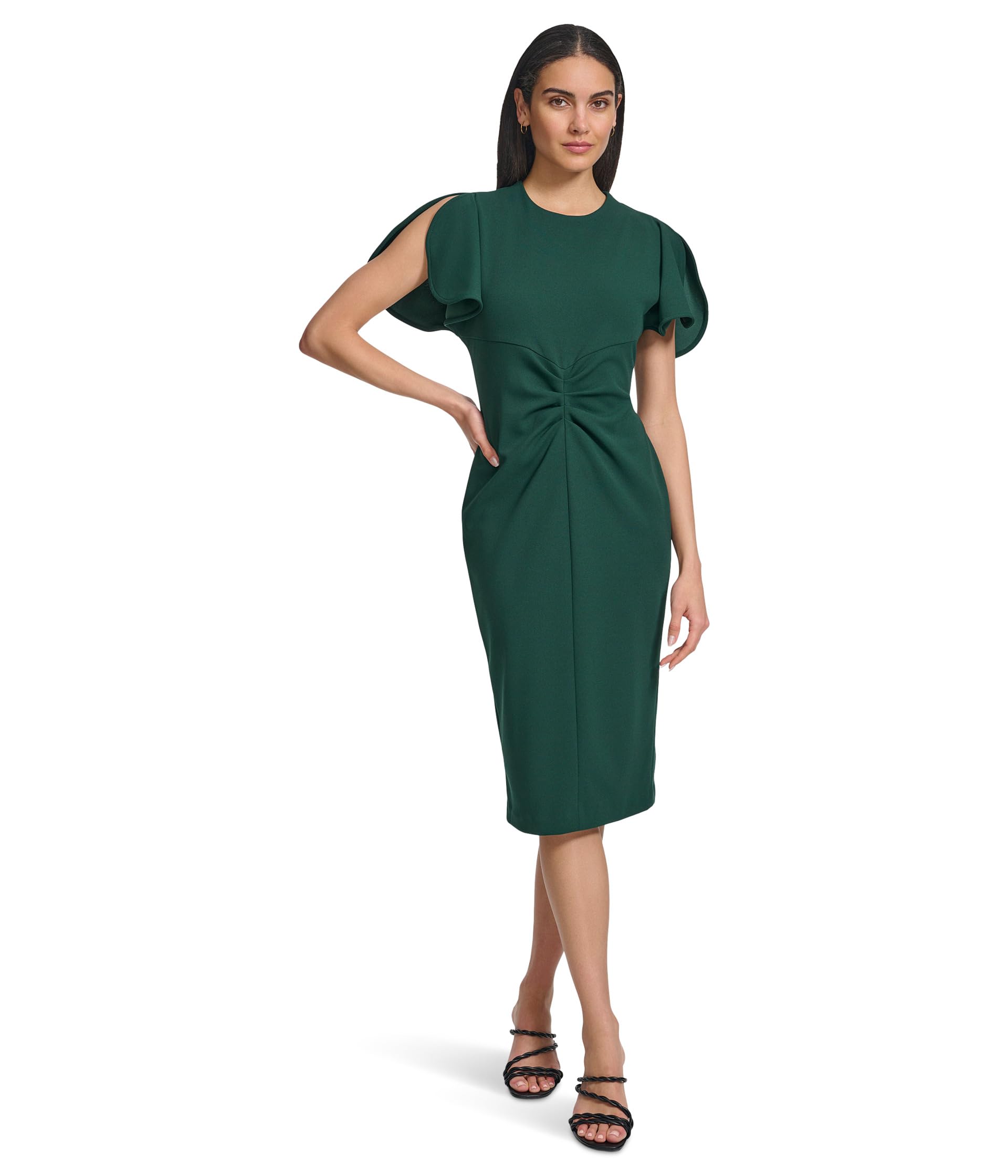 Scuba Crepe Split Sleeve Sheath