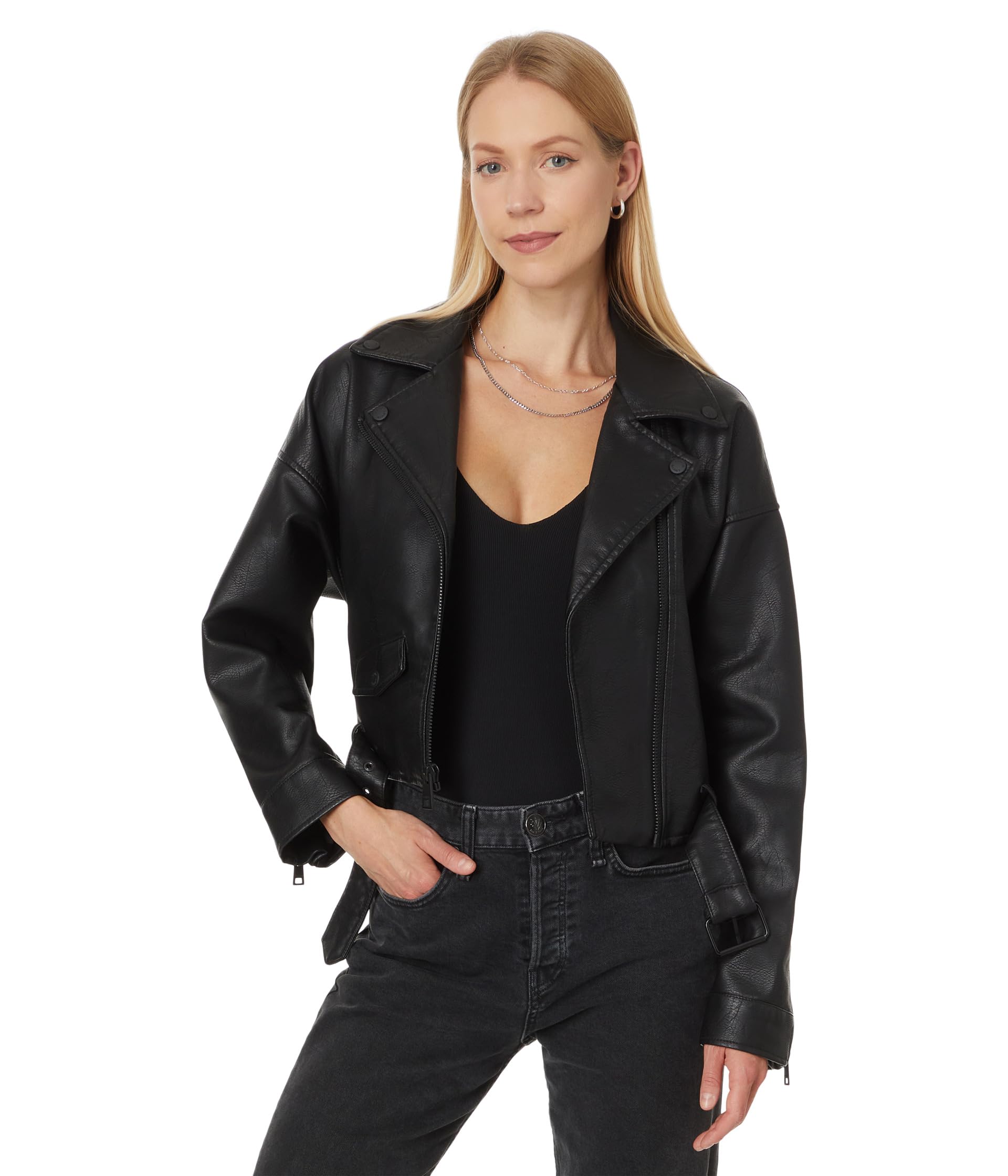 Relaxed Crop Faux Leather Moto куртка