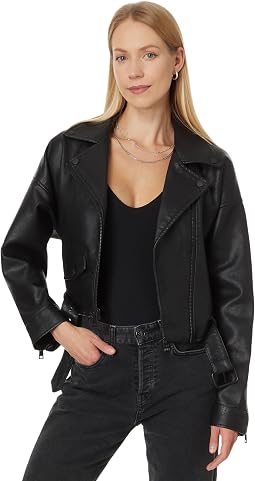Relaxed Crop Faux Leather Moto Jacket