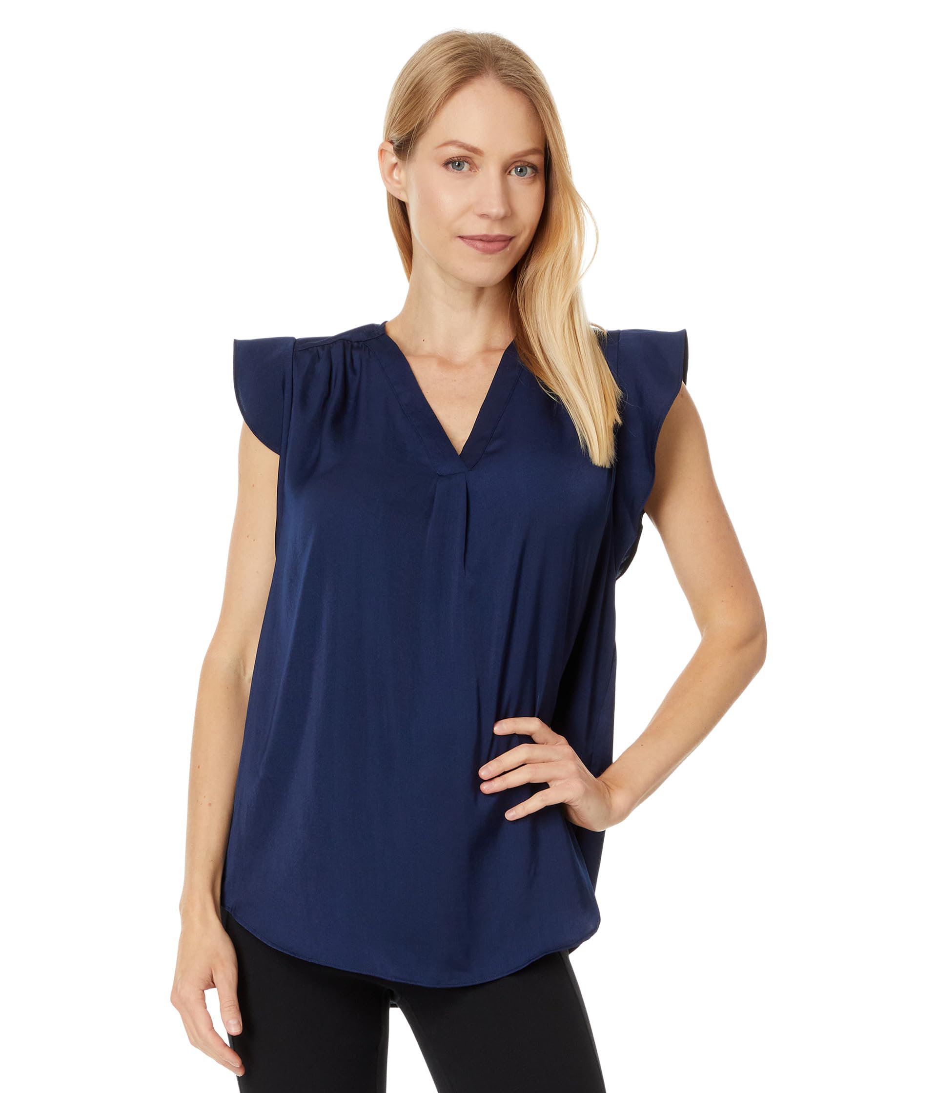 V-Neck Ruffle Sleeve Blouse