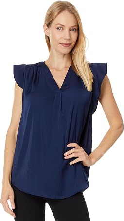 V-Neck Ruffle Sleeve Blouse