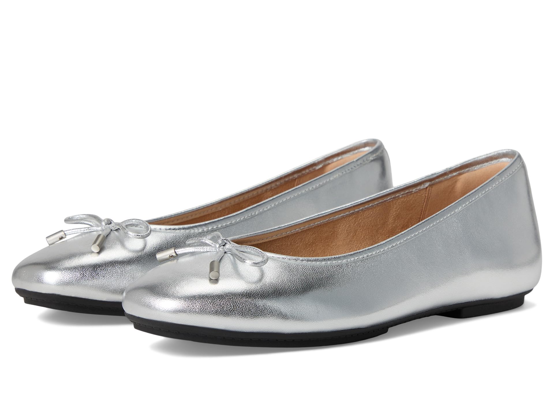 Delicato Bow Soft Metallic-Leather Ballet Flats