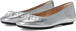 Delicato Bow Soft Metallic-Leather Ballet Flats