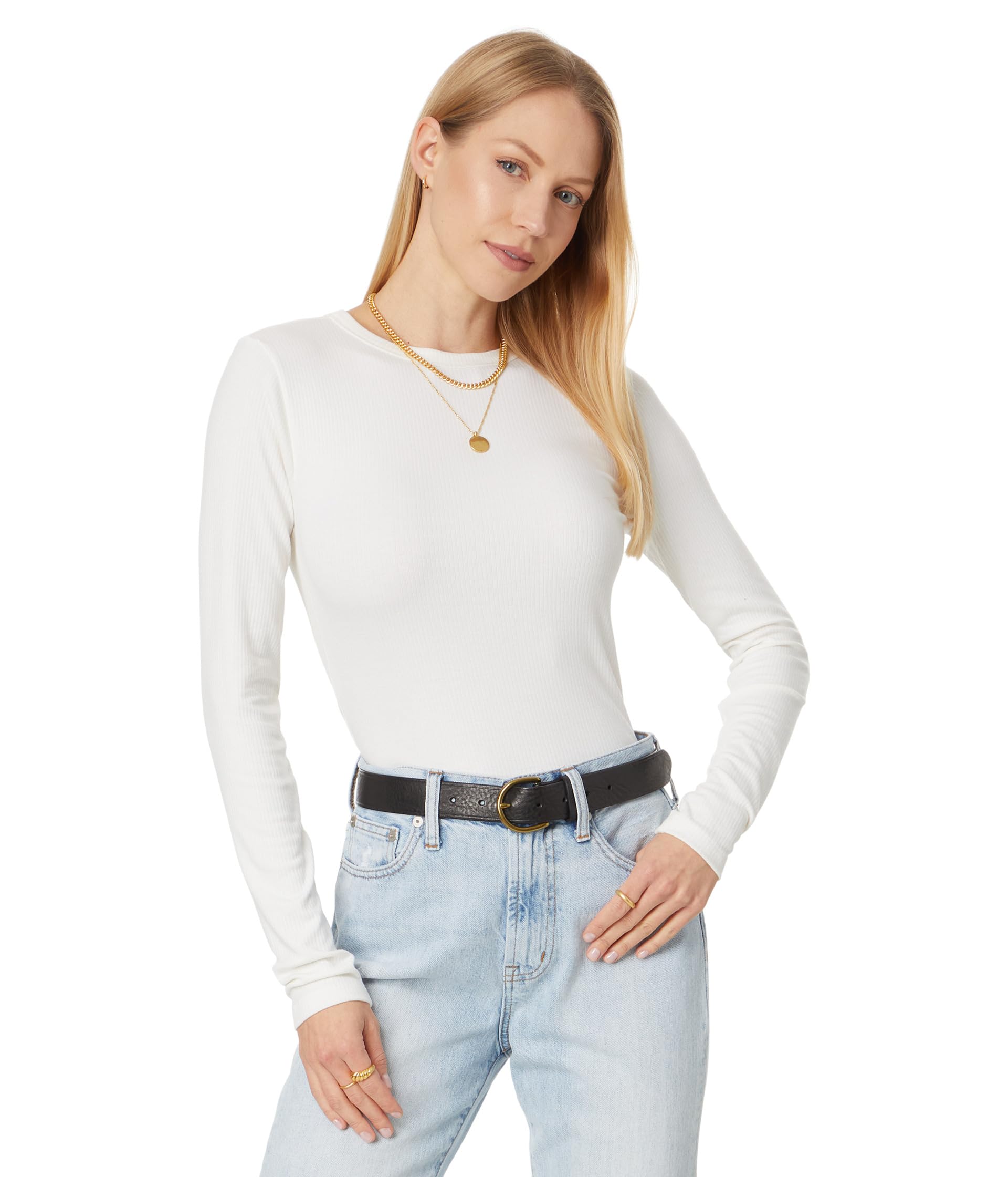 Женский топ Madewell Modal Rib Long Sleeve Crew Neck