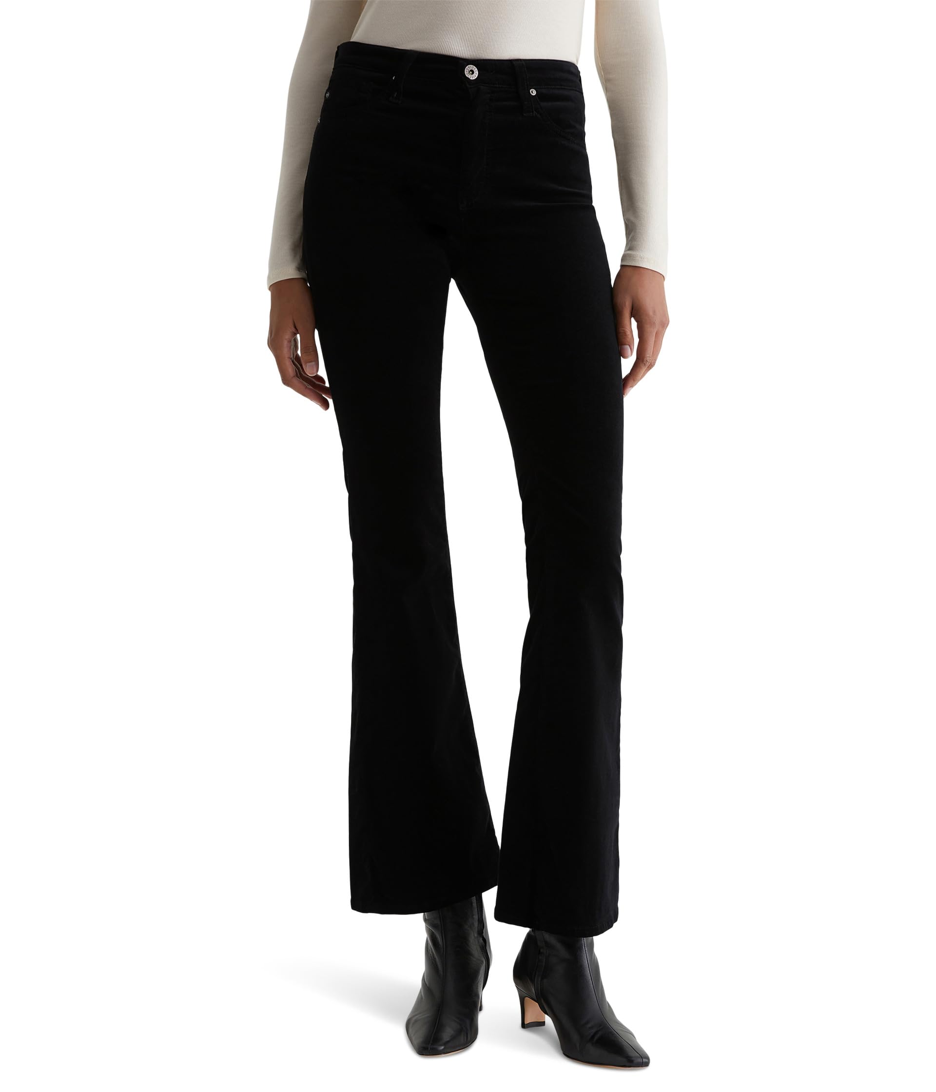 Farrah Mid Rise Bootcut Jeans in Super Black