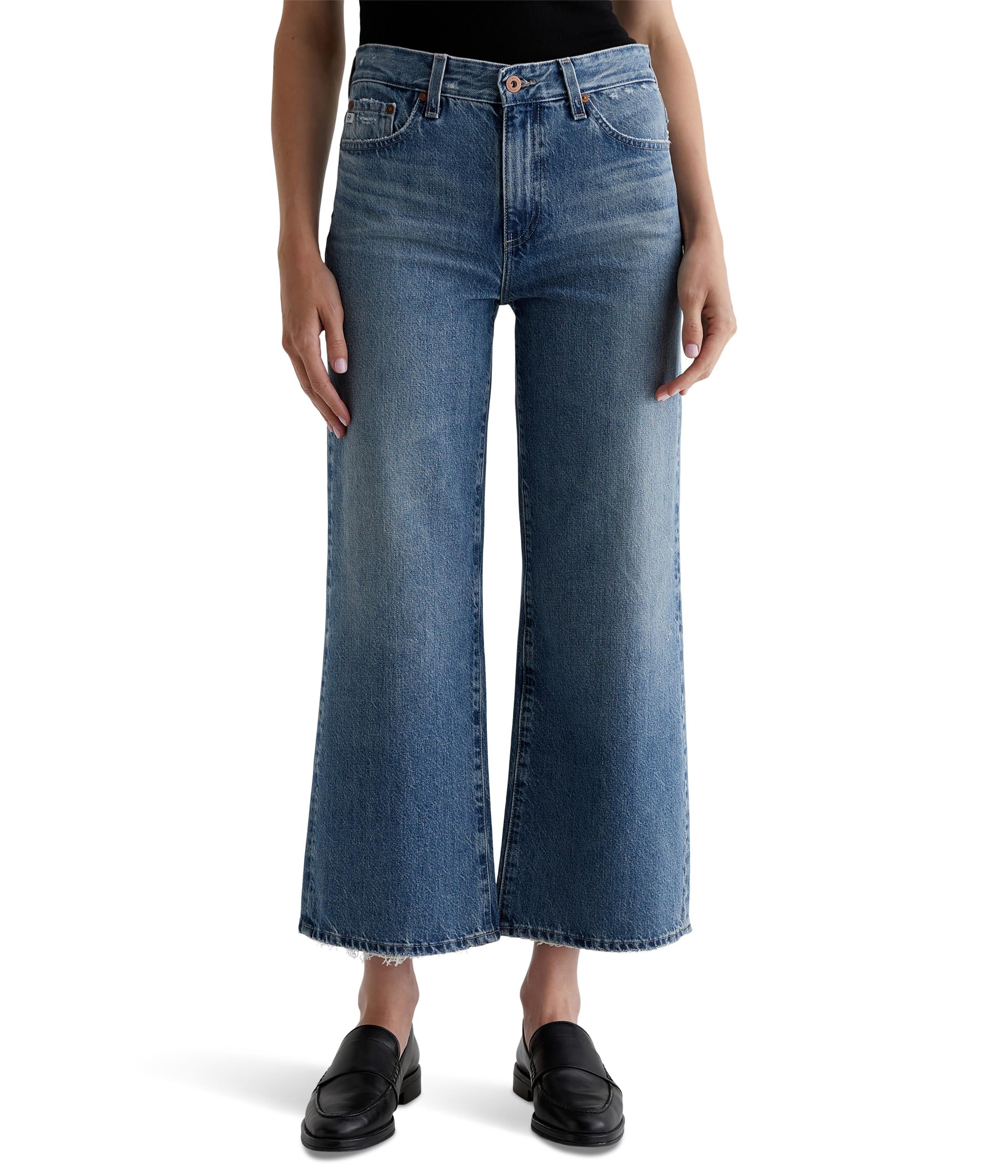 Saige Mid Rise Wide Leg Jeans in Castlebay