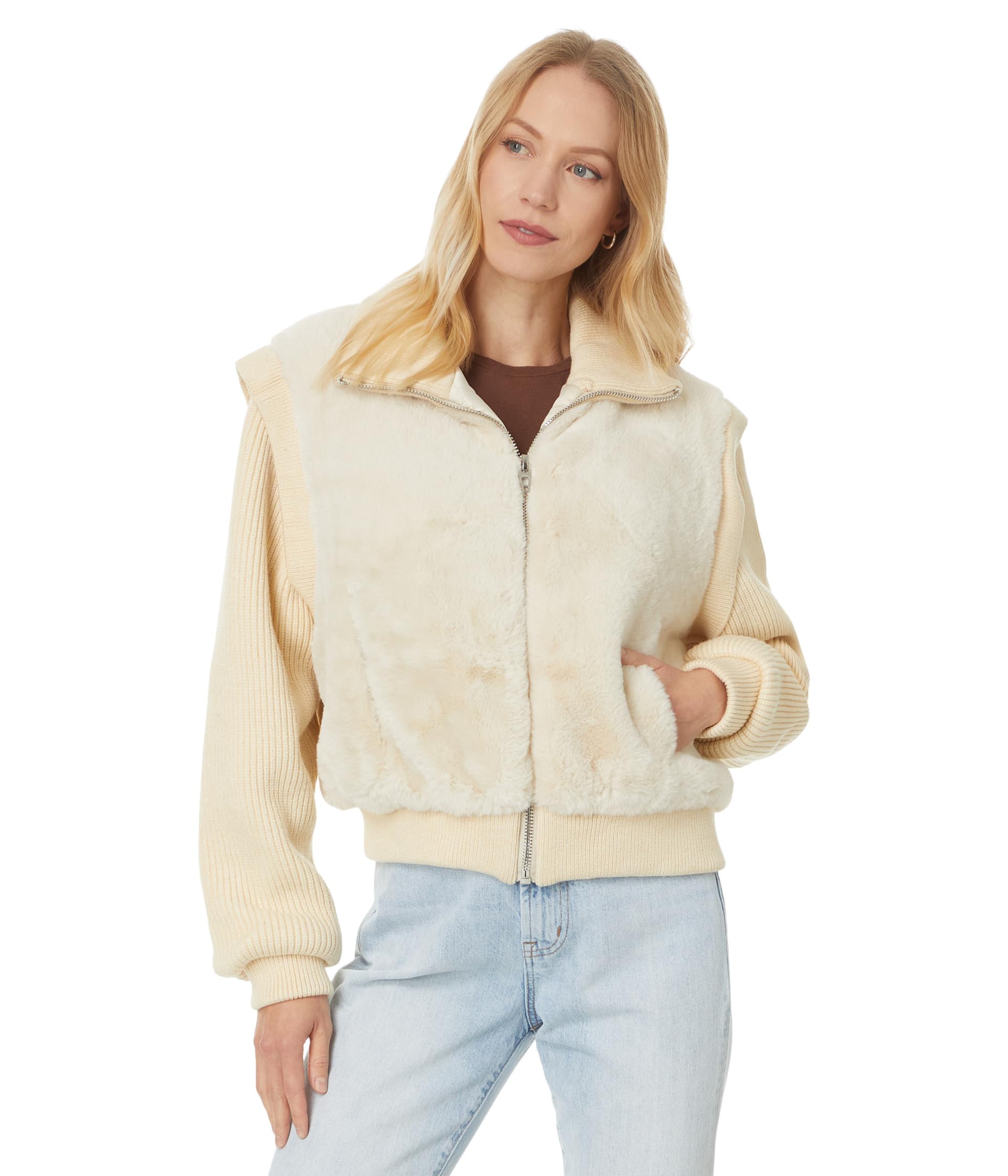 Faux Fur Sweater Bomber Jacket