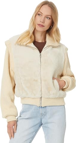 Faux Fur Sweater Bomber Jacket