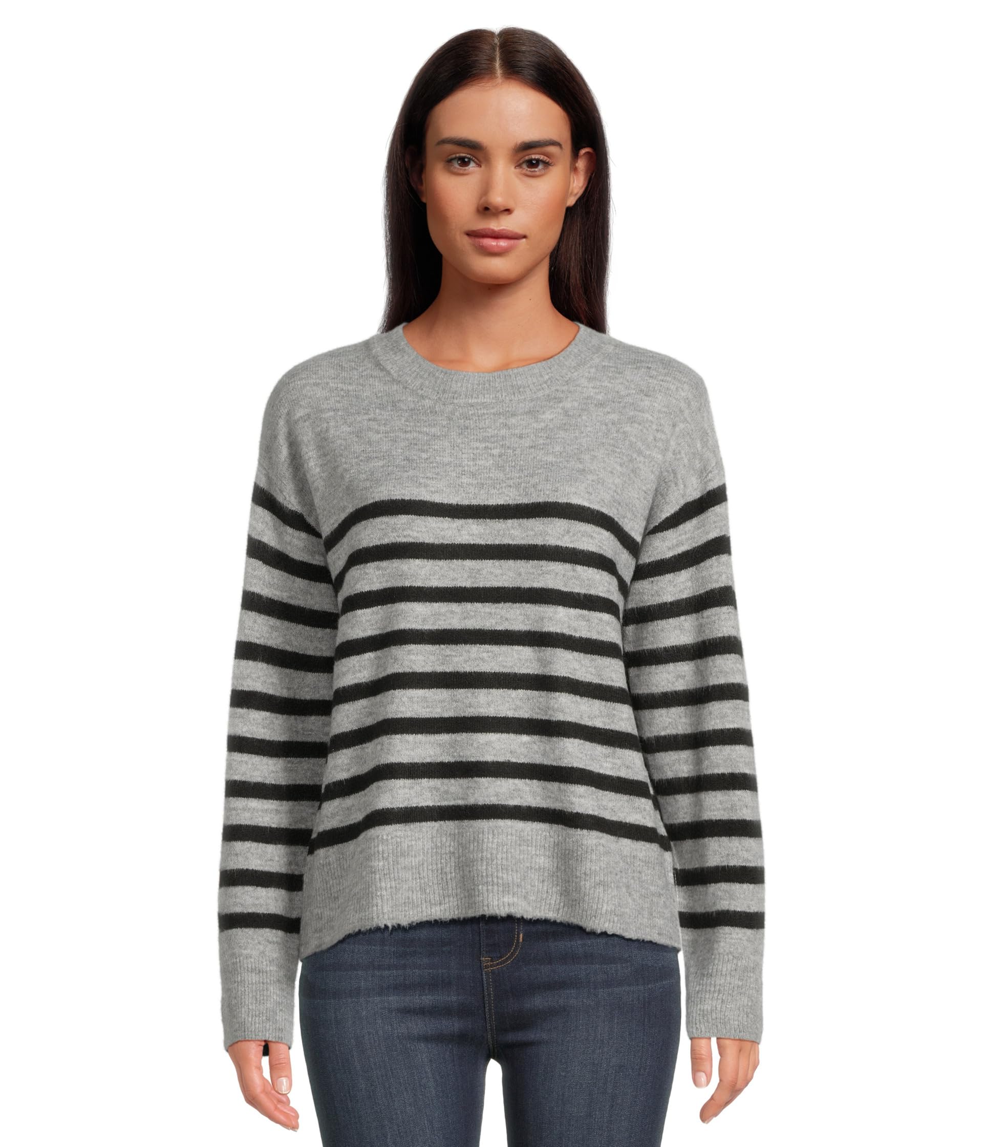 Long Sleeve Crew Neck Dropped Shoulder Sweater