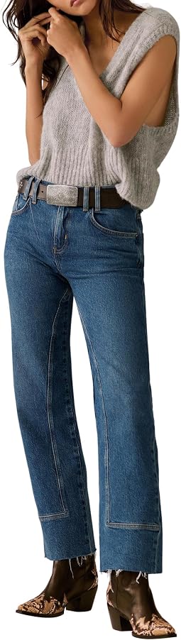 Free People брюки Risk Taker Mid-Rise Straight