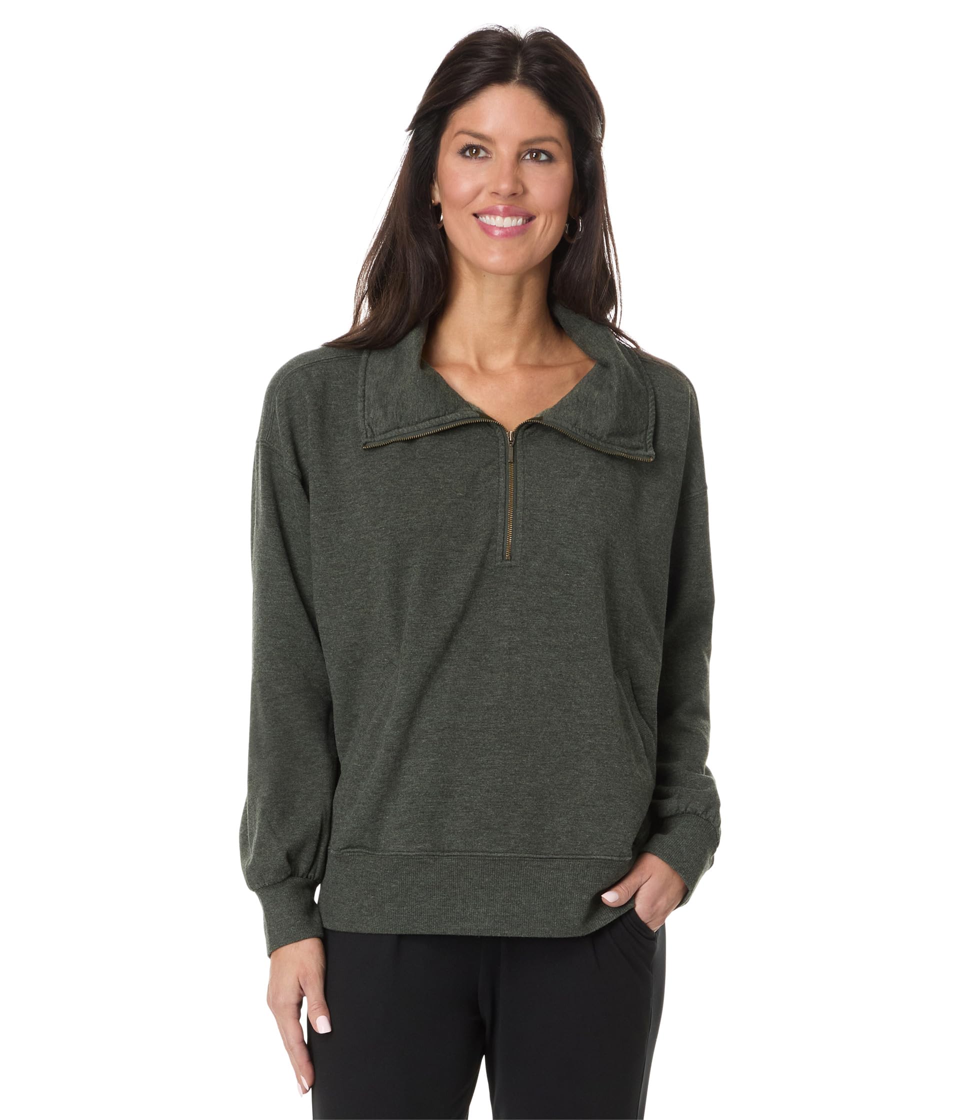 Long Sleeve Zip Collar Sweatshirt