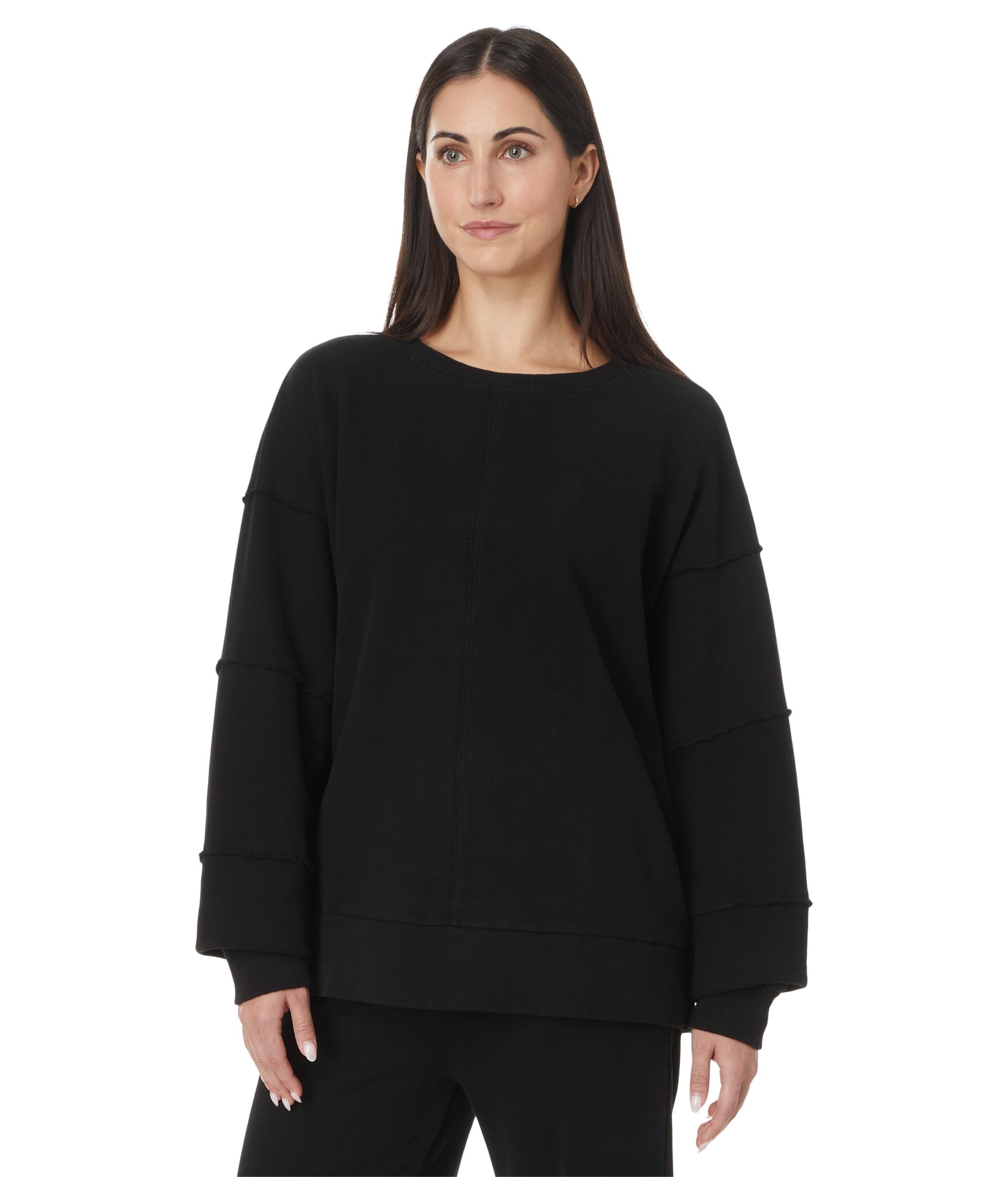 Long Sleeve Seamed Boxy Sweatshirt Black