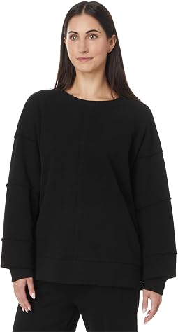 Long Sleeve Seamed Boxy Sweatshirt Black свитшот женский