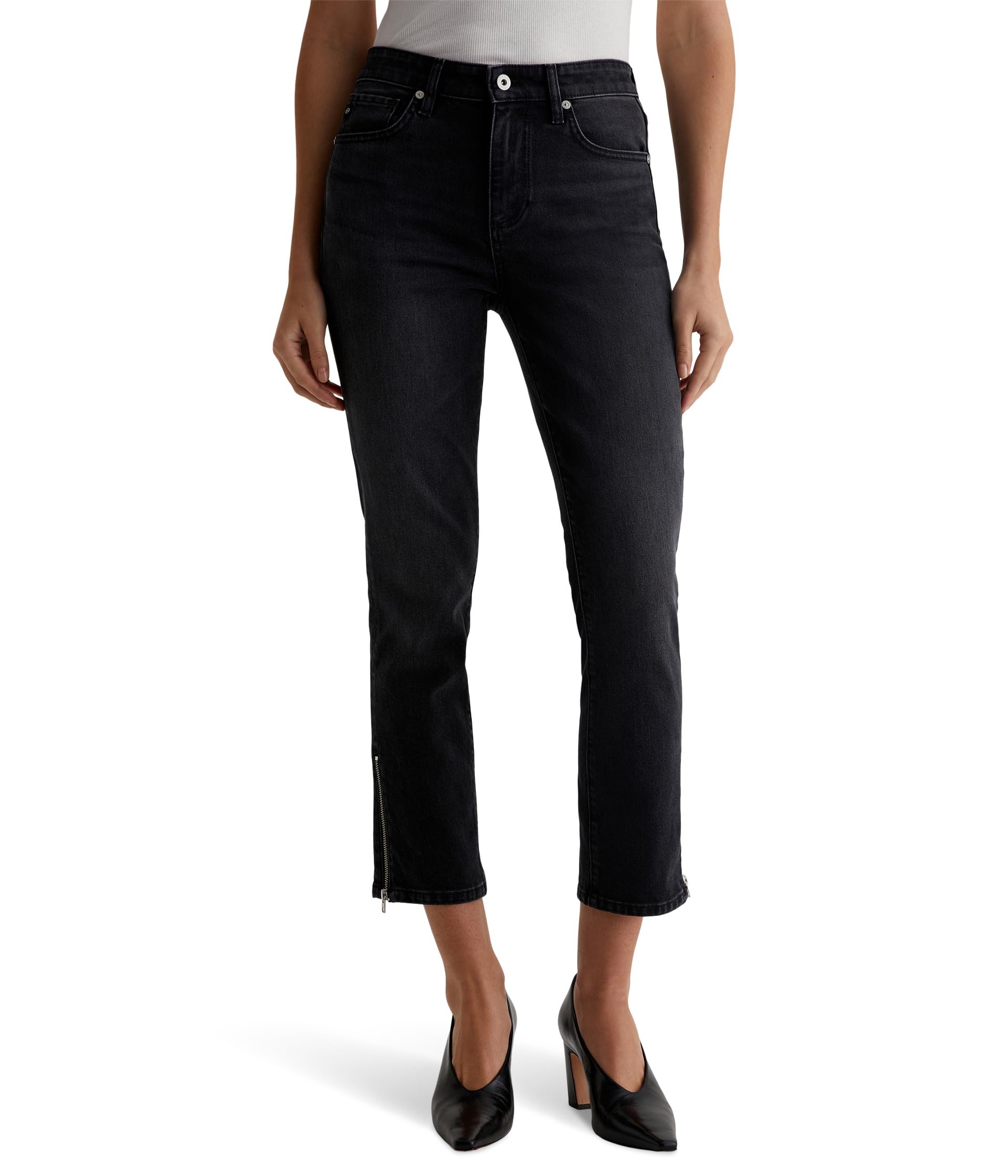 Mari Mid-Rise Slim Straight Crop Jeans in Elixir