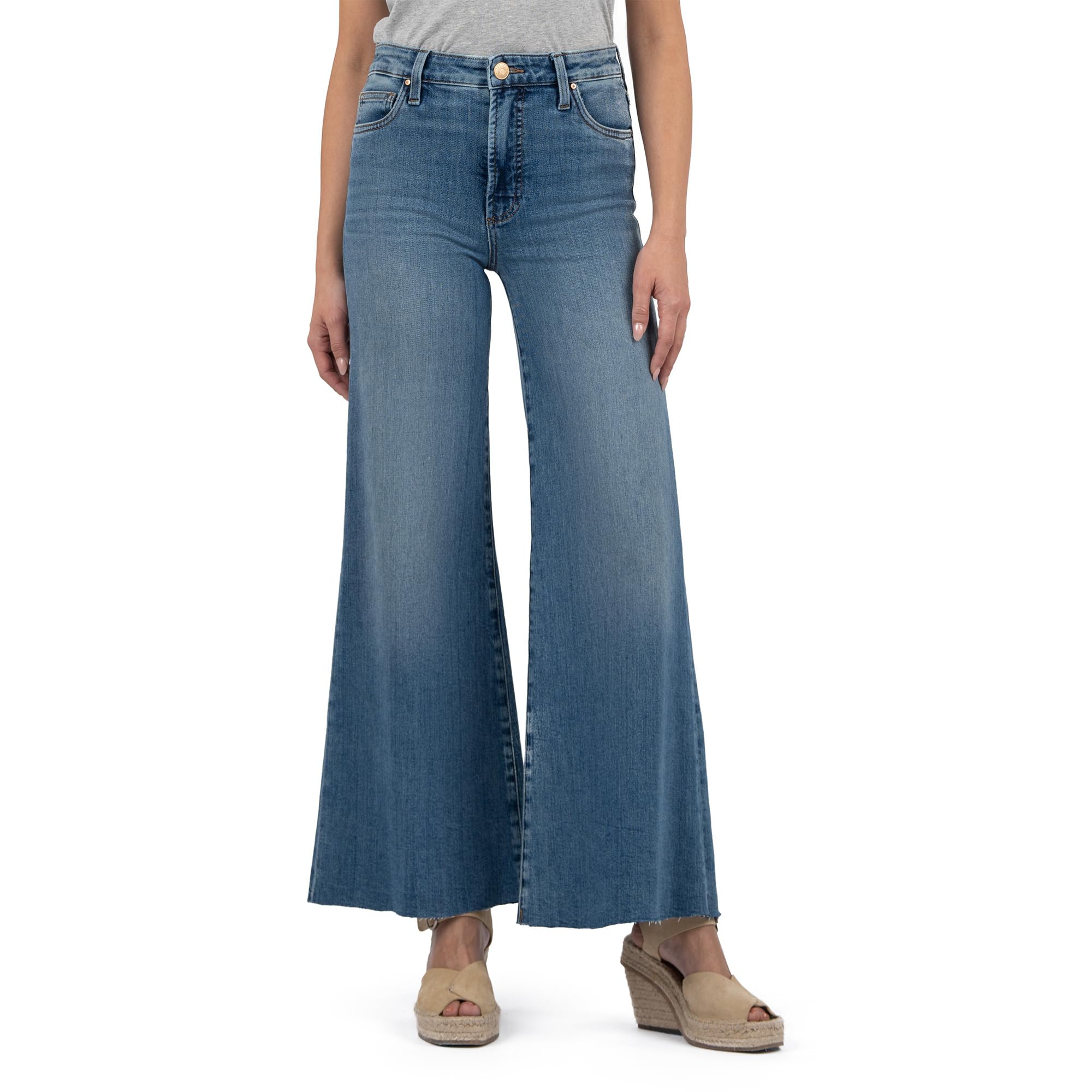Джинсы Ryan High Rise Fab Ab Super Wide Leg Raw Hem Женские