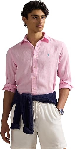 Polo Ralph Lauren классическая льняная рубашка с длинным рукавом