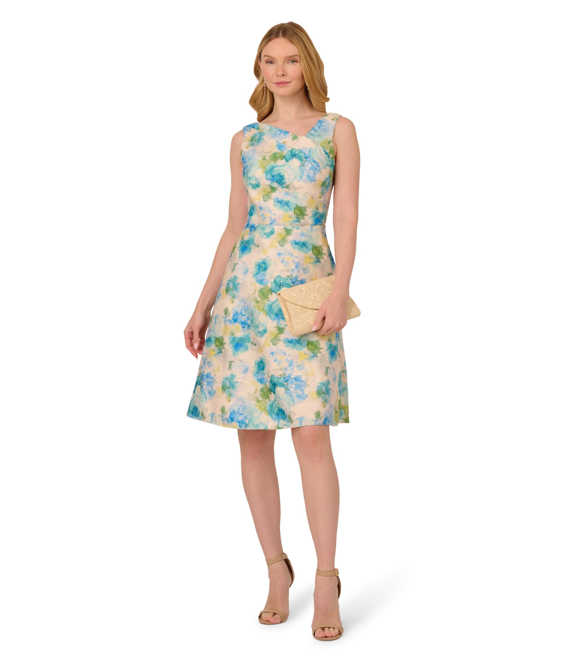 Asymmetrical Jacquard Midi Dress