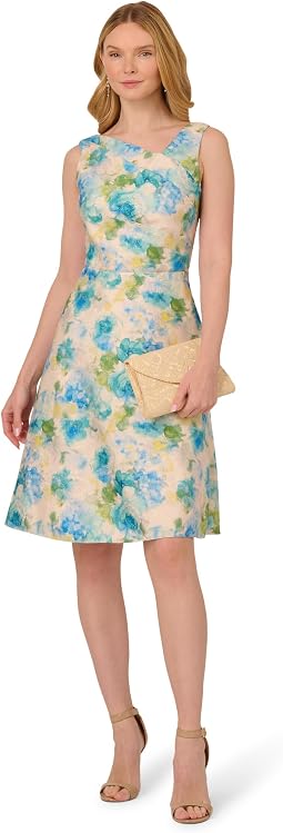Adrianna Papell Asymmetrical Jacquard Midi платье Женский