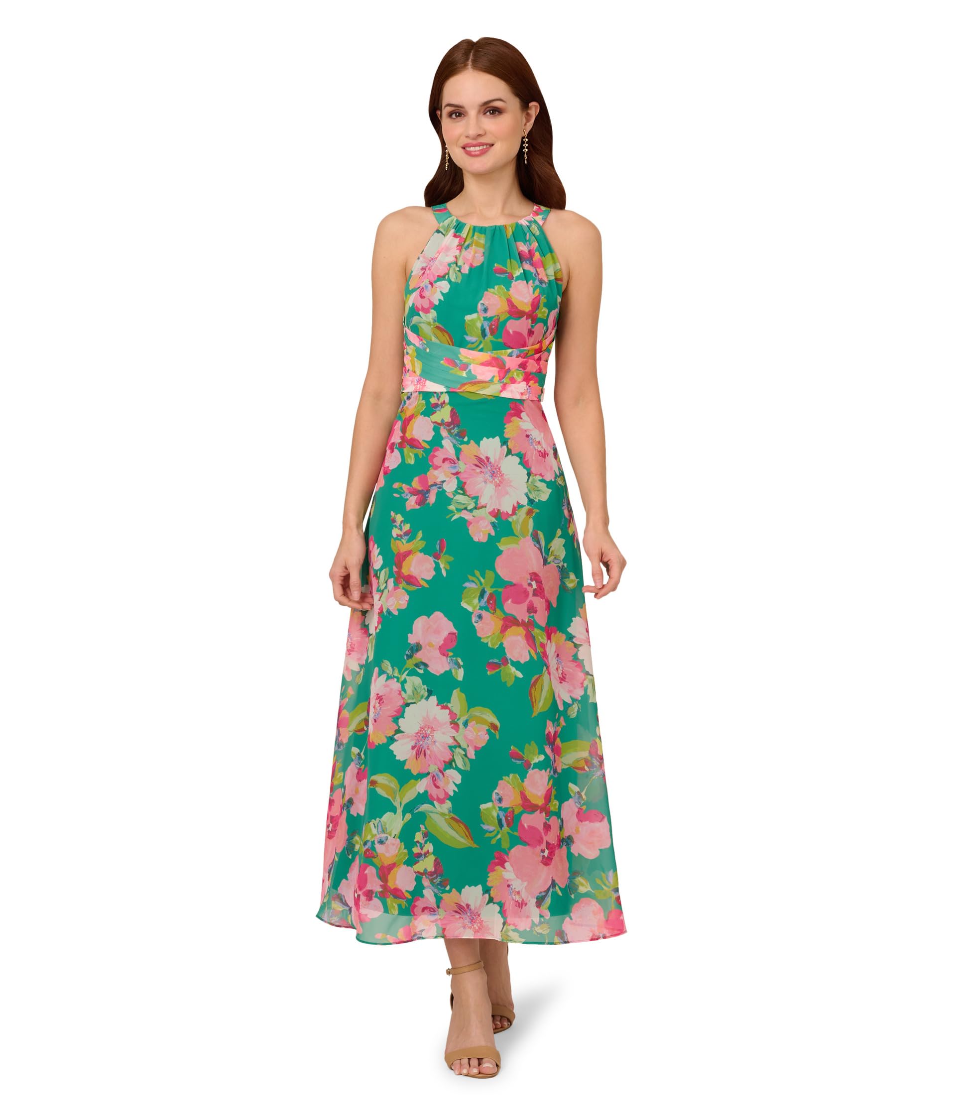 Floral Chiffon Halter Dress