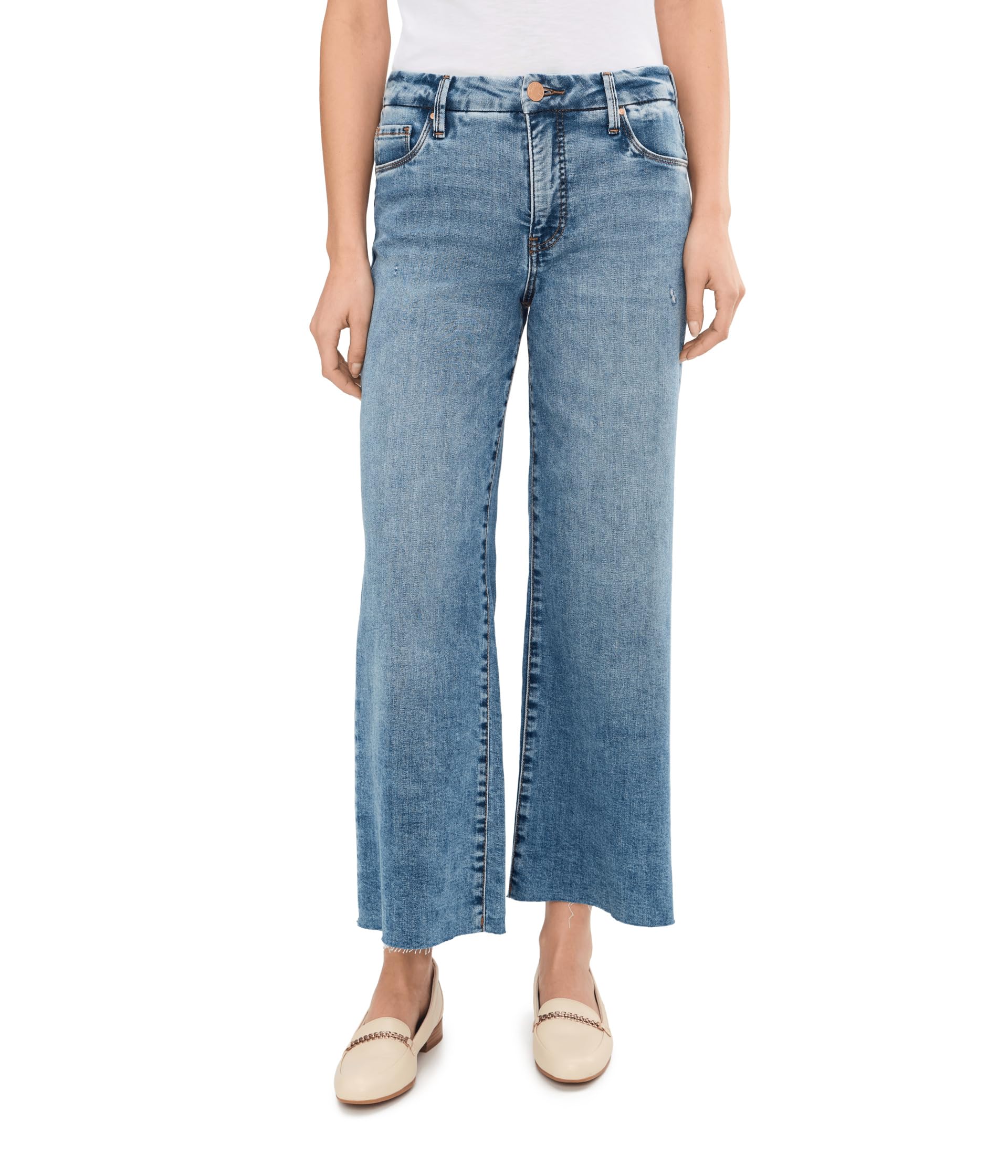 Meg High Rise Fab Ab Wide Leg Raw Hem