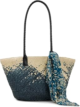 Calypso Woven Tote W/ Greek Floral Scarf