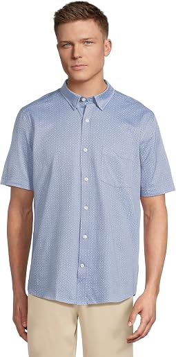 Short Sleeve XC Flex Birdseye Geo Print Button Front Shirt
