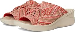 Coral Stripe Stretch Fabric