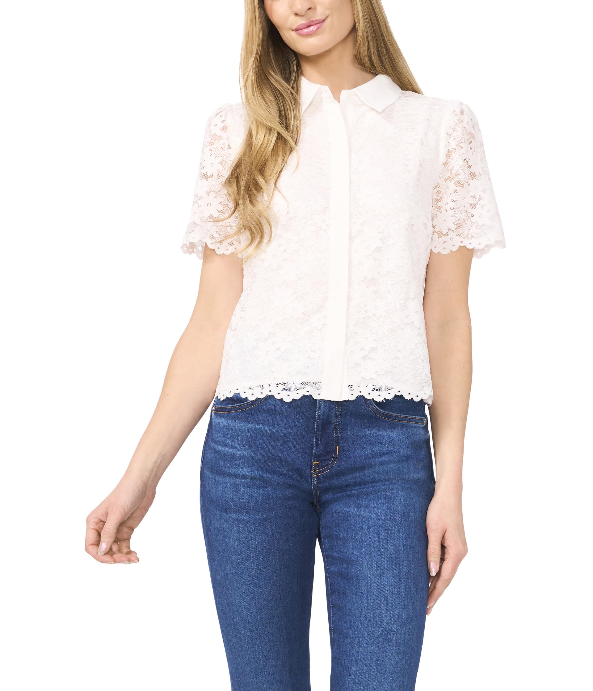 Рубашка Lace Short Sleeves Hidden Placket