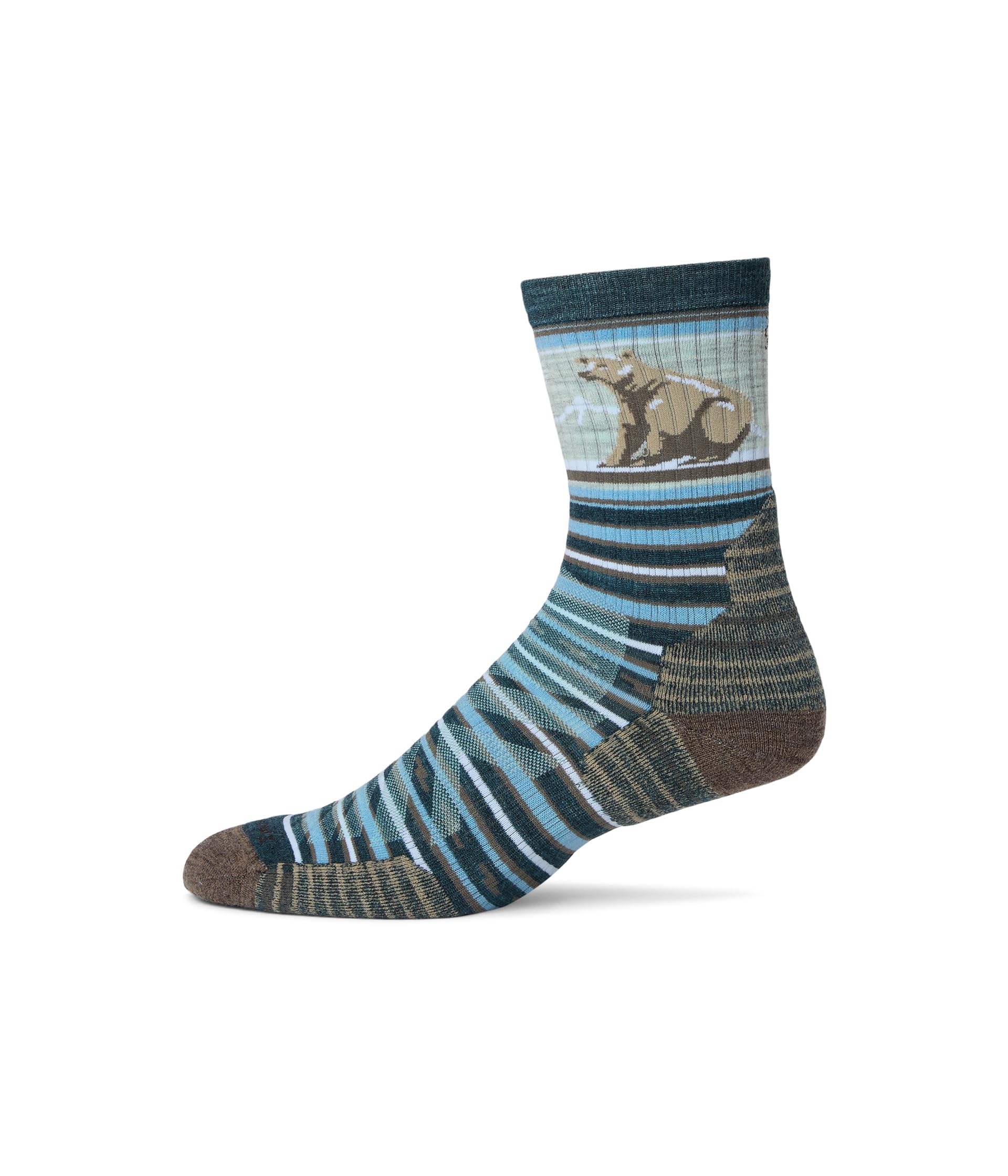 Hike Targeted Cushion Bear Stripe Mid Crew Socks