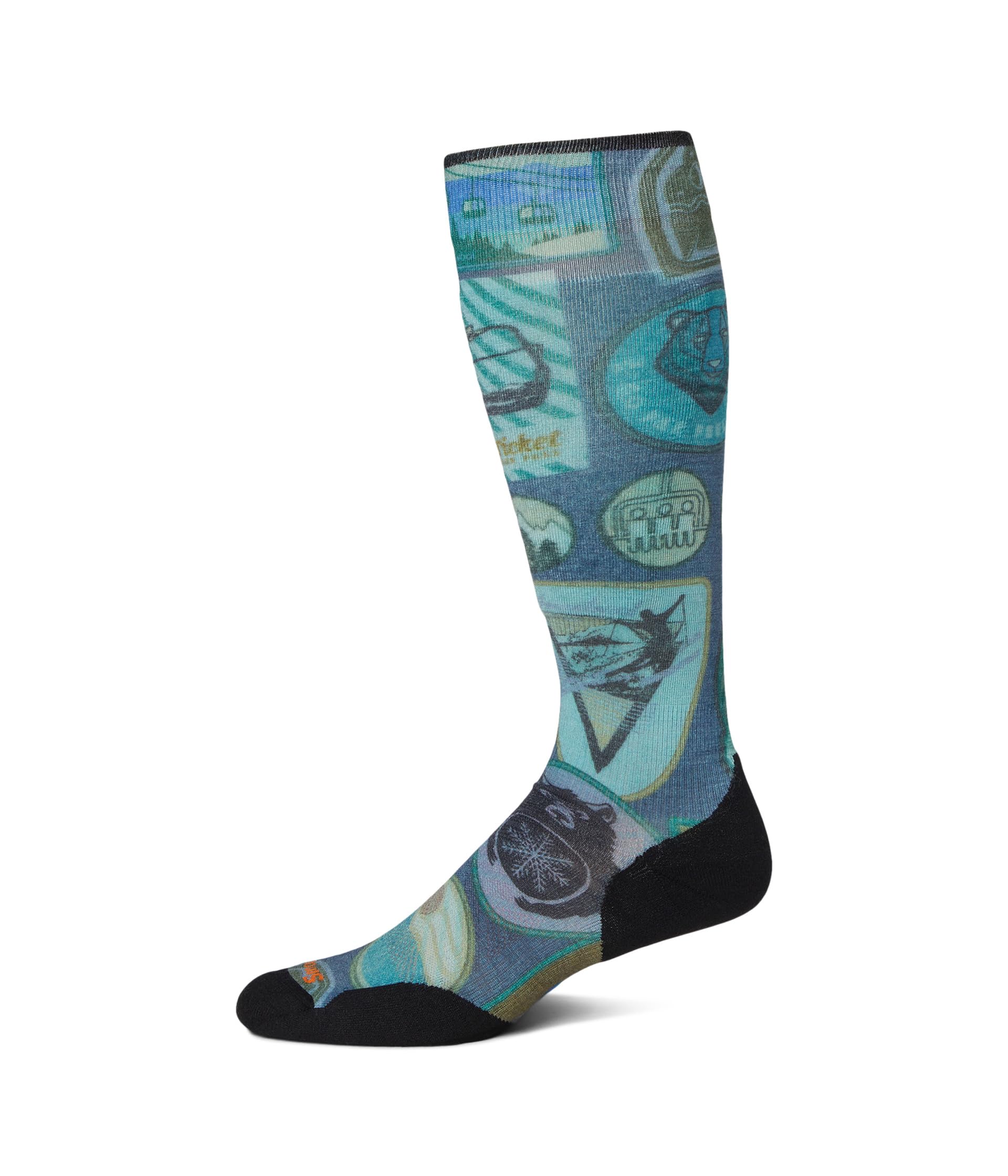 Ski Targeted Cushion Explorer Print Over The Calf Socks
