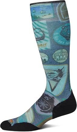 Ski Targeted Cushion Explorer Print Over The Calf Socks