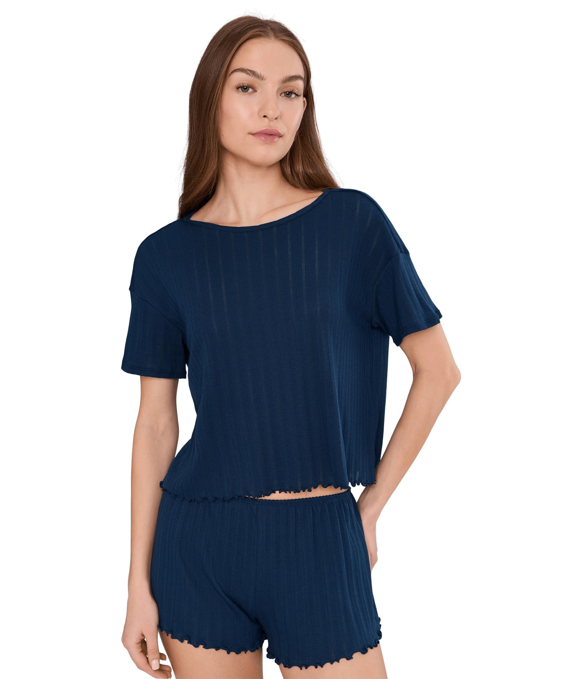 Футболка с коротким рукавом из ажурного трикотажа Pointelle Short Sleeve Tee