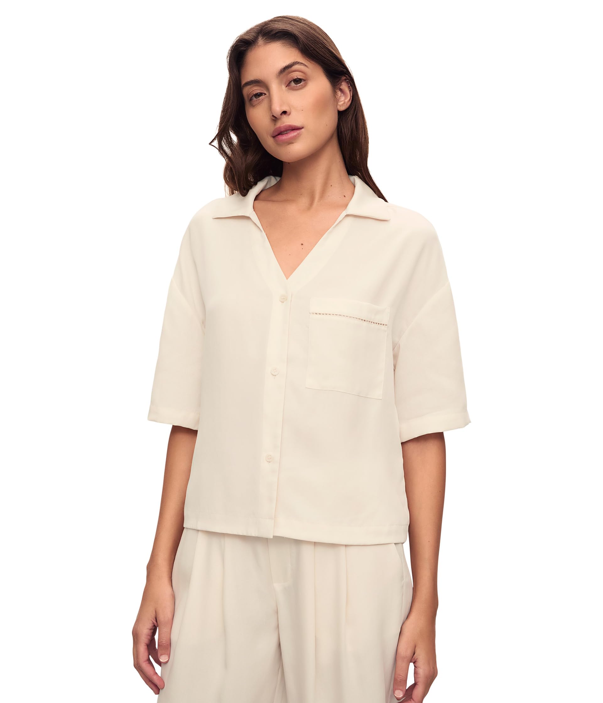 Tencel Woven Short Sleeve Top