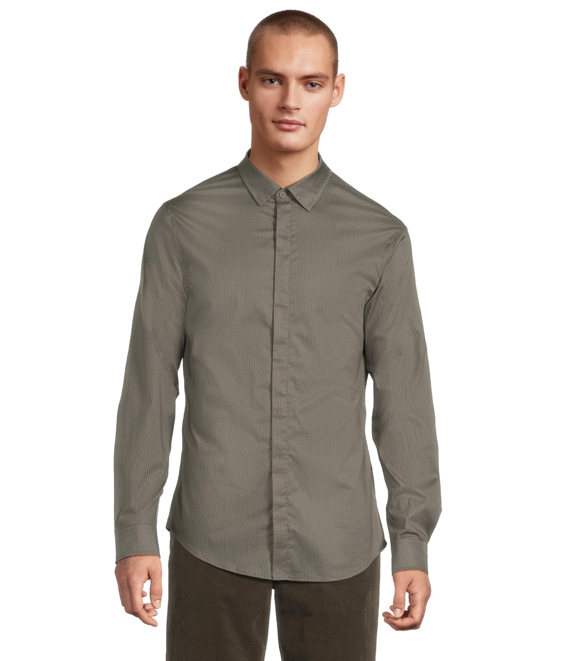 Slim Fit All Over Print Stretch Cotton Button Down